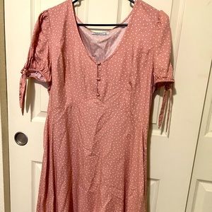 1 large Arizona pink dress, I dress shirt medium, 1 Large button up denim shirt